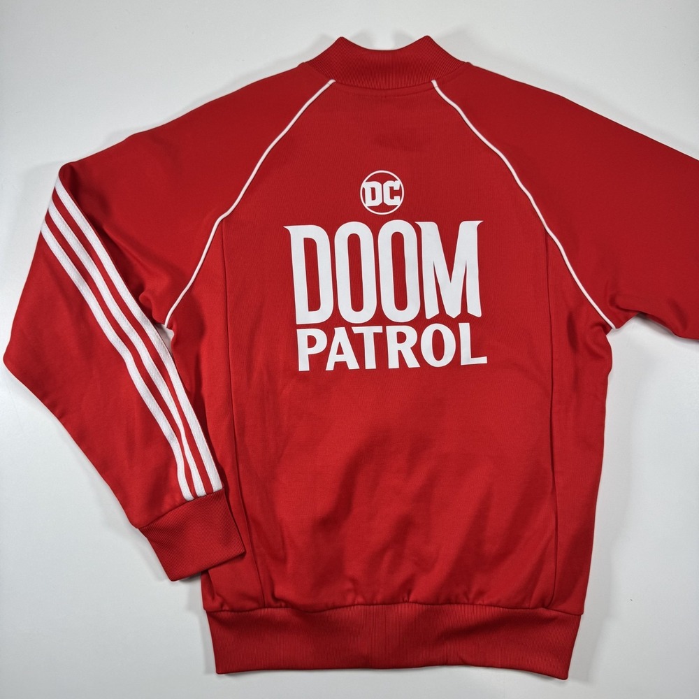 Adidas DC Doom Patrol Full Zip Track Jacket Adult Small Red Stripes Superheroes